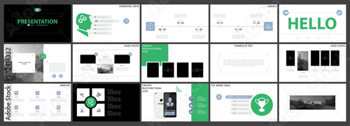 Business presentation template. Set, design elements of infographics, white background. Flyer, postcard, corporate report, marketing, advertising, banners. Slideshows, brochures, annual report. Vector