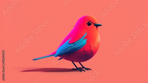 Animated bird on a monochrome background photo