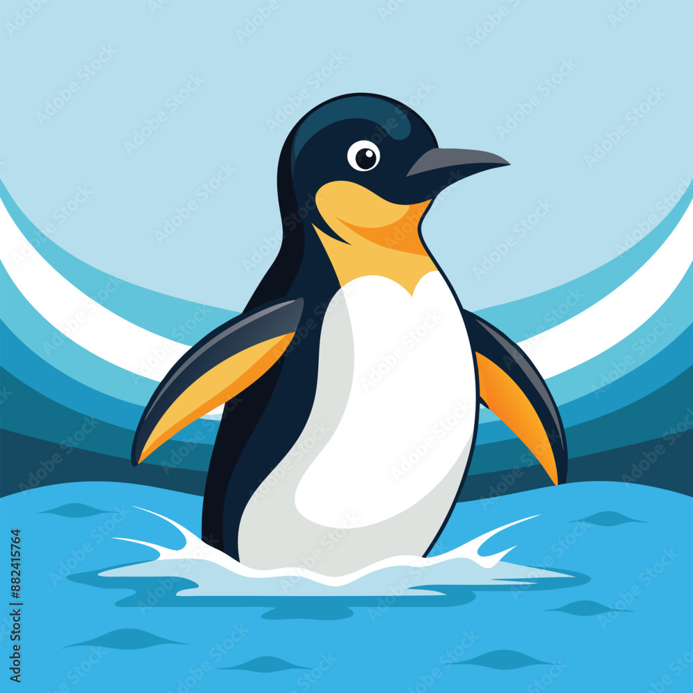 Fototapeta premium Emperor Penguin swims vector