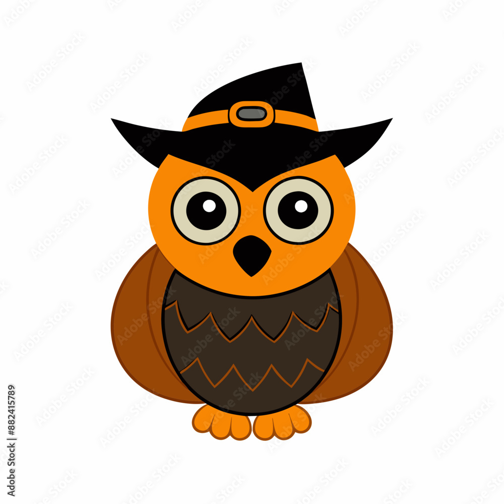 Halloween Owl with Halloween hat vector silhouette white background Halloween Owl with Halloween hat vector silhouette white background