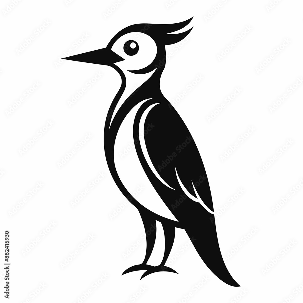 Fototapeta premium Woodpecker vector silhouette white background