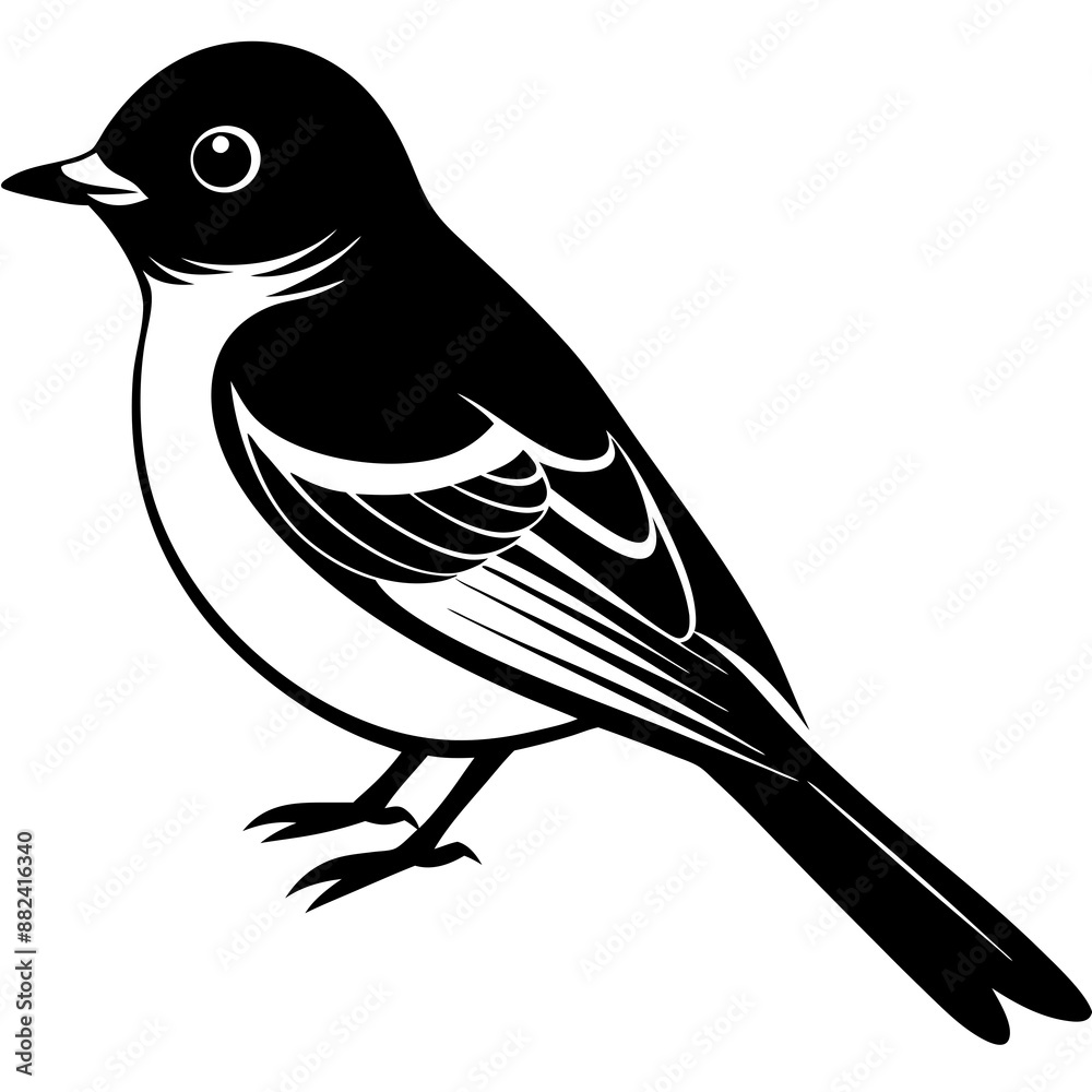 Obraz premium Eastern Phoebe vector silhouette on white background