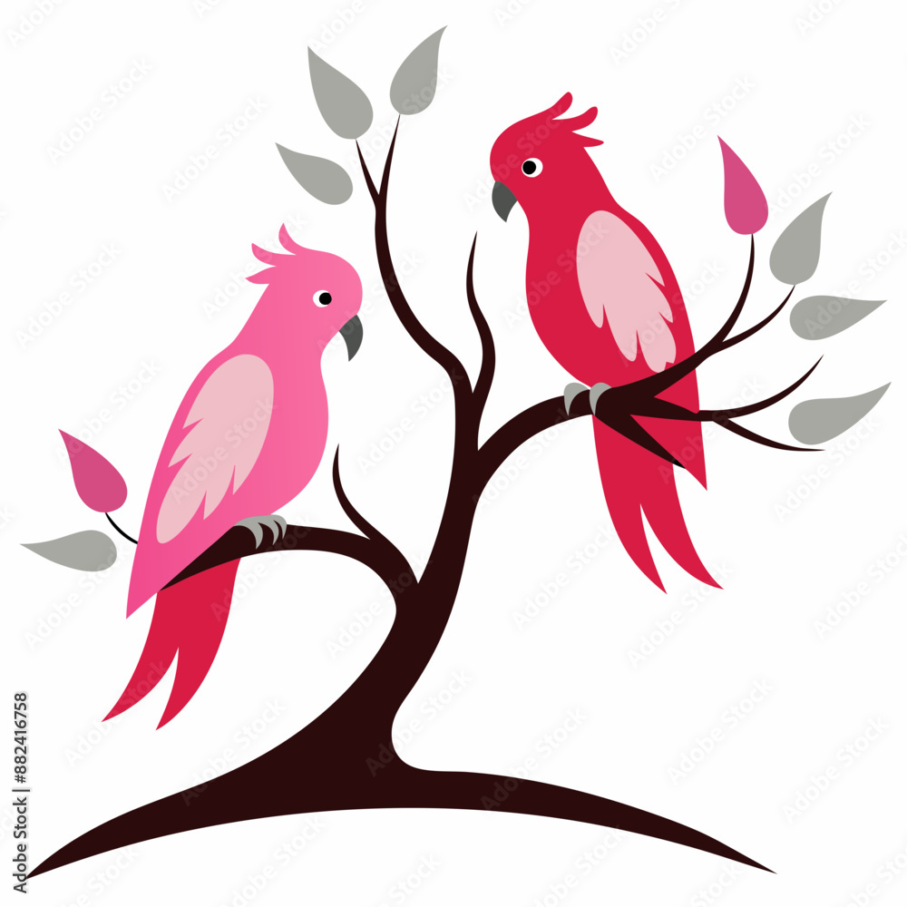 couple Galah in tree wood white background couple Galah in tree wood white background