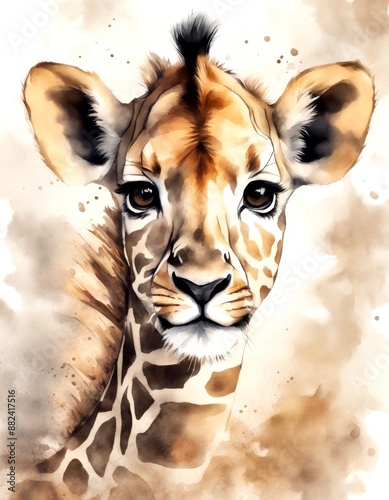 template illustration lion giraffe baby watercolor templates childcarecenter safari shower animals animal nursery photo