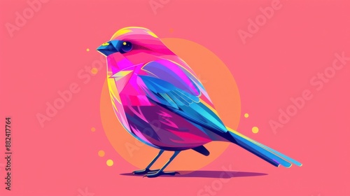 Animated bird on a monochrome background photo