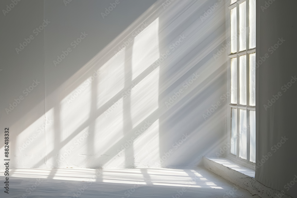 serene white interior with window light and shadows serene white interior with window light and shadows