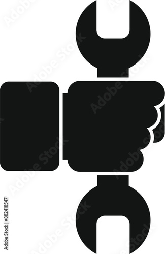 Simple yet powerful icon of a hand firmly holding a wrench, symbolizing professional repair and maintenance services