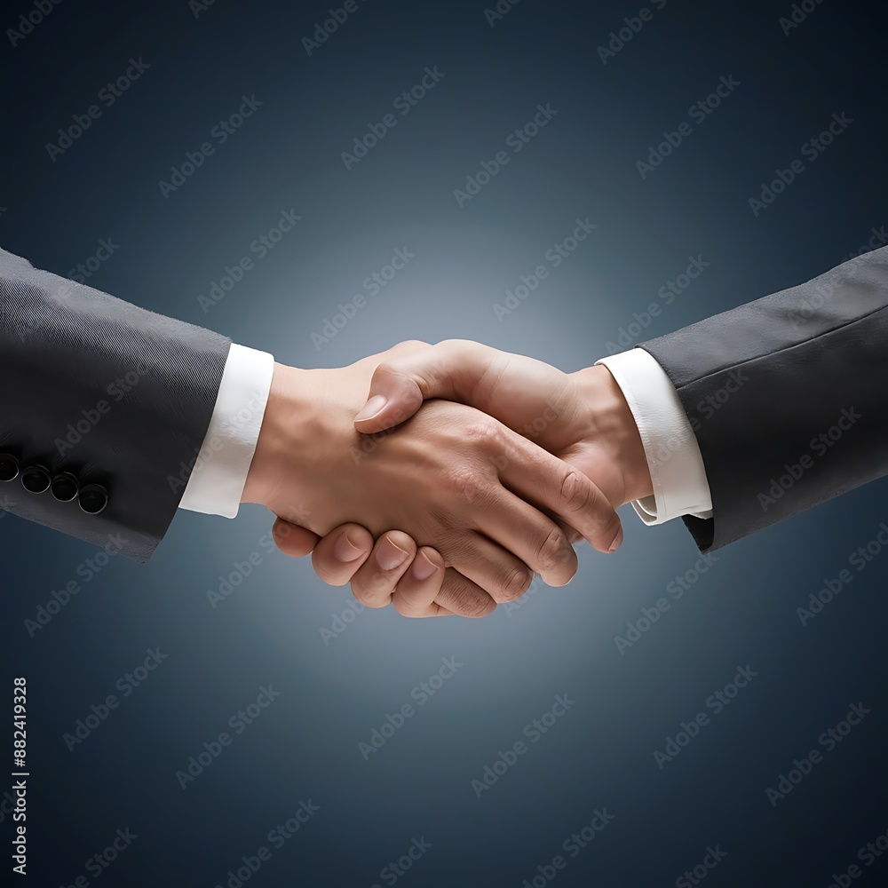 View of professional handshake between business people View of professional handshake between business people
