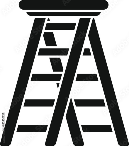 Simple icon of a step ladder standing with platform for working at height