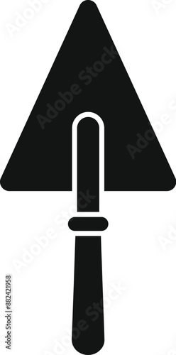 Black silhouette icon of a construction trowel, a hand tool used for spreading mortar or plaster