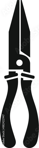 Black silhouette of a pair of pliers holding a sharp metal piece