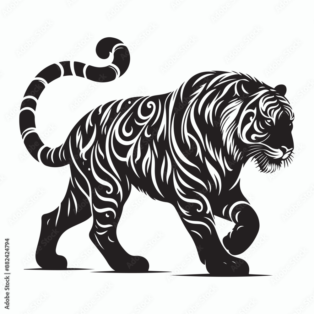 Fototapeta premium tiger silhouette vector on white background