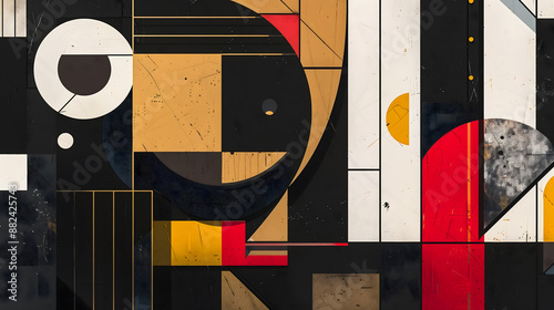 Abstract geometric pattern black white red orange yellow brown color background Colorful  Patterned Concept