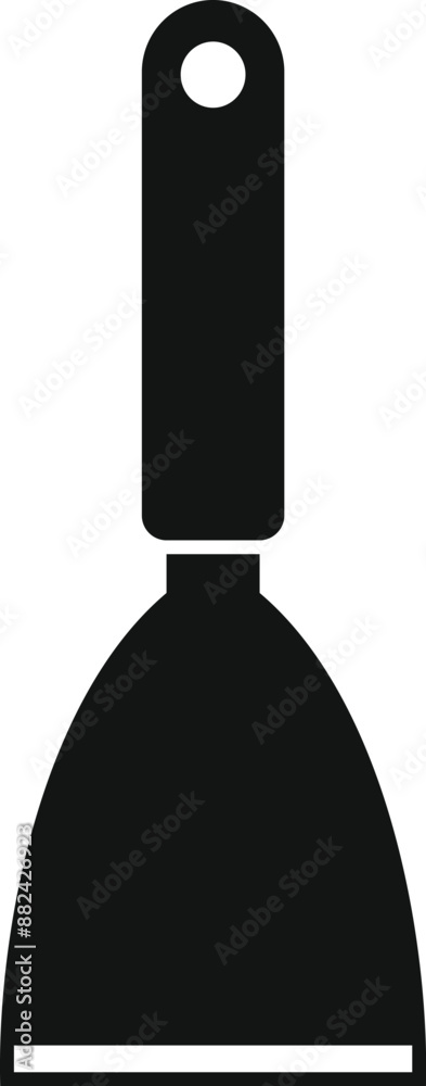 Simple black icon of a spatula, a common kitchen utensil used for cooking and baking Simple black icon of a spatula, a common kitchen utensil used for cooking and baking