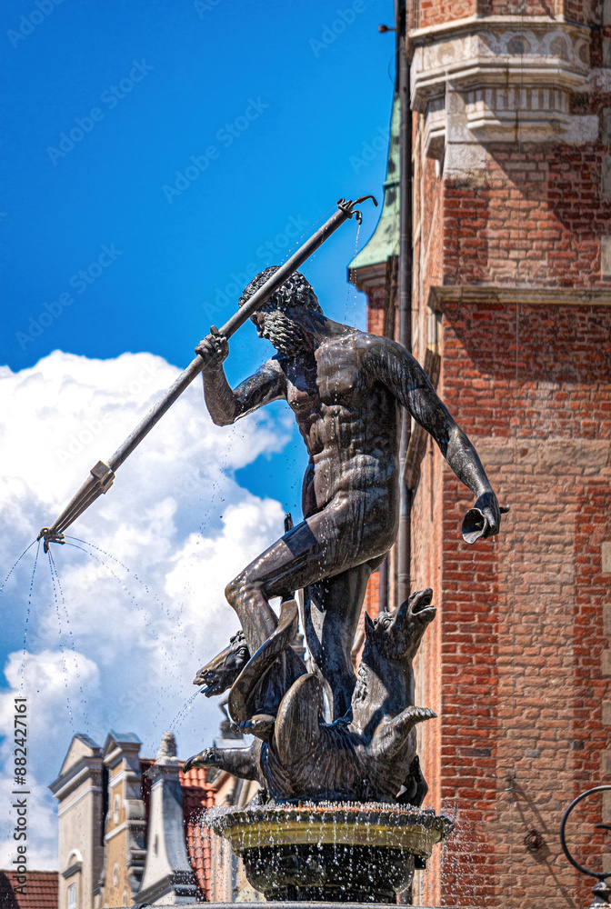 Obraz premium Fountain of Neptune in Gdansk, Poland 