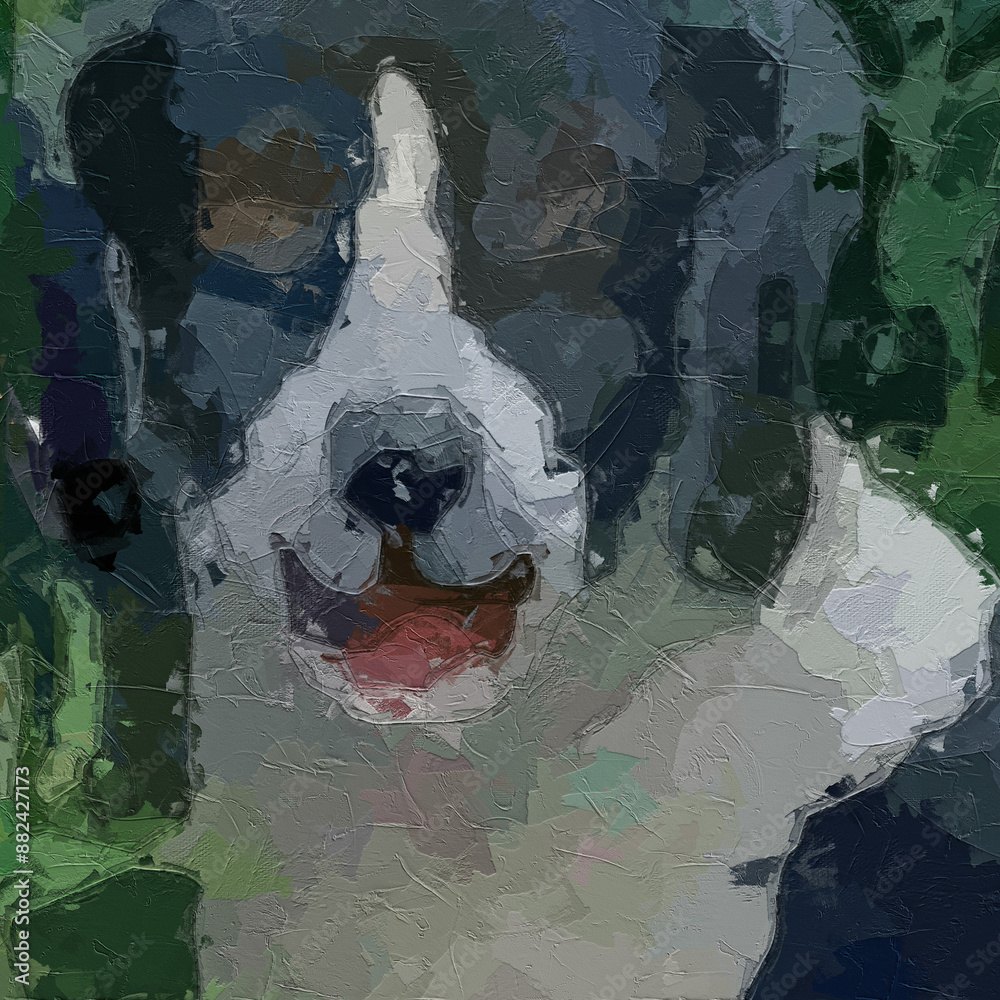 Naklejka premium Oil paintings and various flowers such as cats, dogs, roses, peonies, flowers, and birds are beautiful