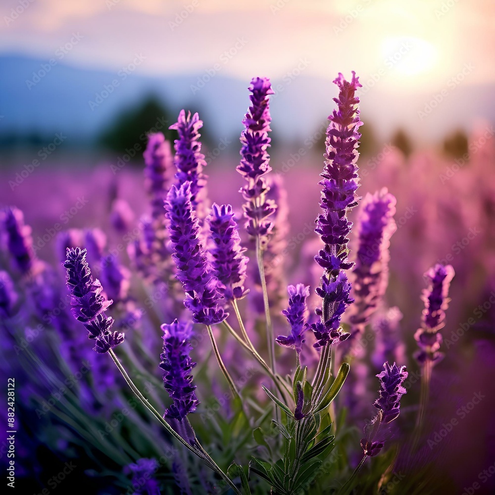 Obraz premium lavender field at sunset