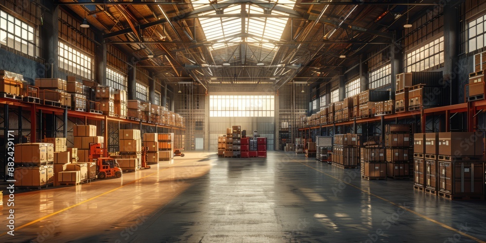 Logistics team organizing shipments in a bustling warehouse, ensuring efficiency and teamwork Logistics team organizing shipments in a bustling warehouse, ensuring efficiency and teamwork