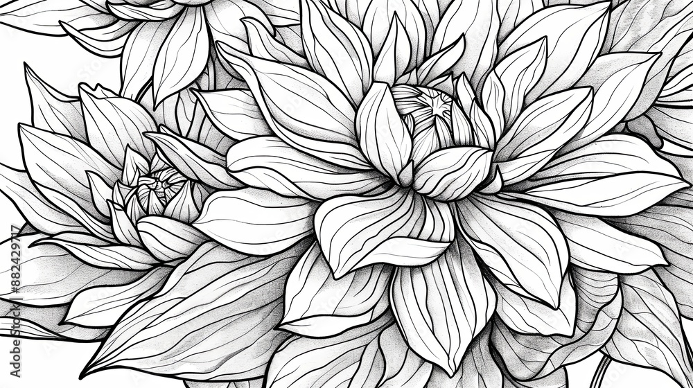 Get Immersed in Coloring With This Detailed Black And White Dahlia Flower Coloring Page Get Immersed in Coloring With This Detailed Black And White Dahlia Flower Coloring Page