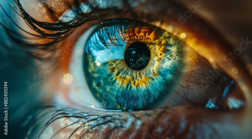 Close Up of a Woman's Blue Eye With Golden Highlights