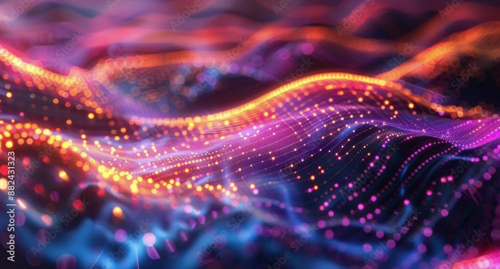 Abstract Blue And Orange Wavy Lines With Bokeh Lights Abstract Blue And Orange Wavy Lines With Bokeh Lights
