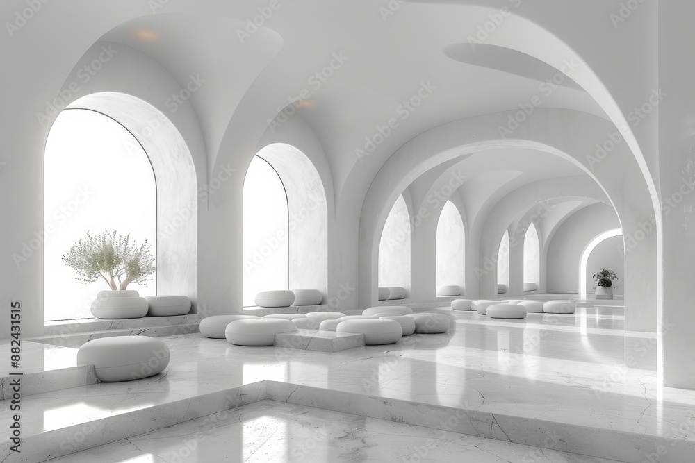 White monochrome, background for product presentation. Interior. Generative AI White monochrome, background for product presentation. Interior. Generative AI