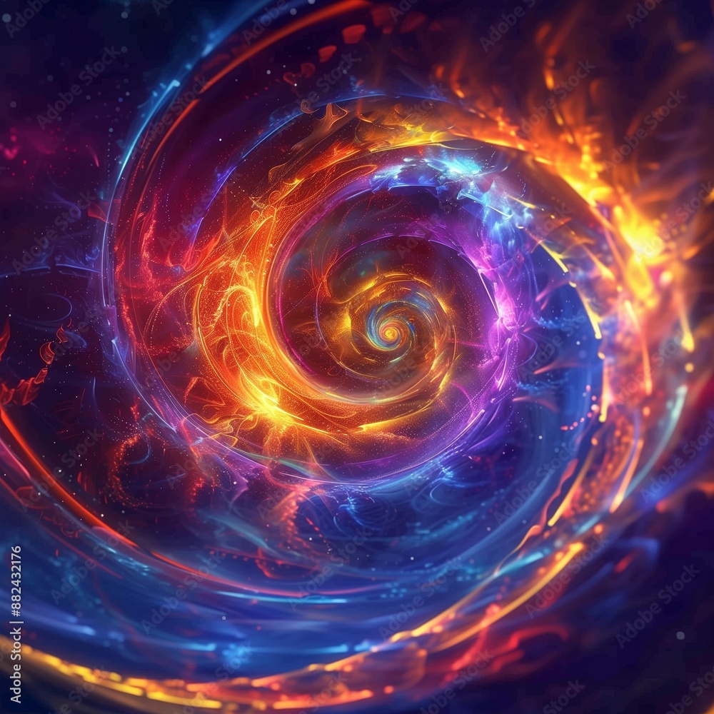 Abstract 3d background. A colorful magical spiral full of energy
