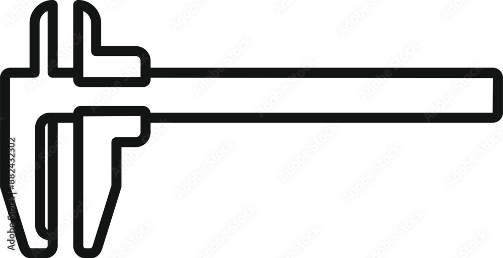 Caliper measuring tool icon outlining length and width for engineering design Caliper measuring tool icon outlining length and width for engineering design