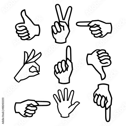 Hand gestures icon set. Collection of hand gestures vector icons for web design