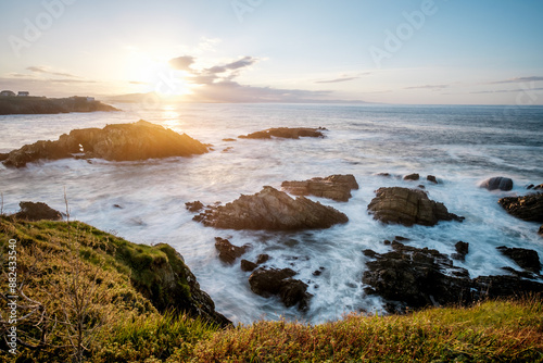 Sunset over Rocky Coastline in Tapia de Casariego