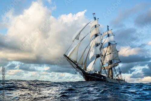 Tall Ship on Open Ocean