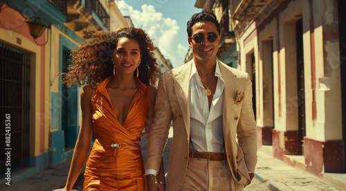 Smiling Couple Wearing Sunglasses on a Sunny Day in Havana, Cuba