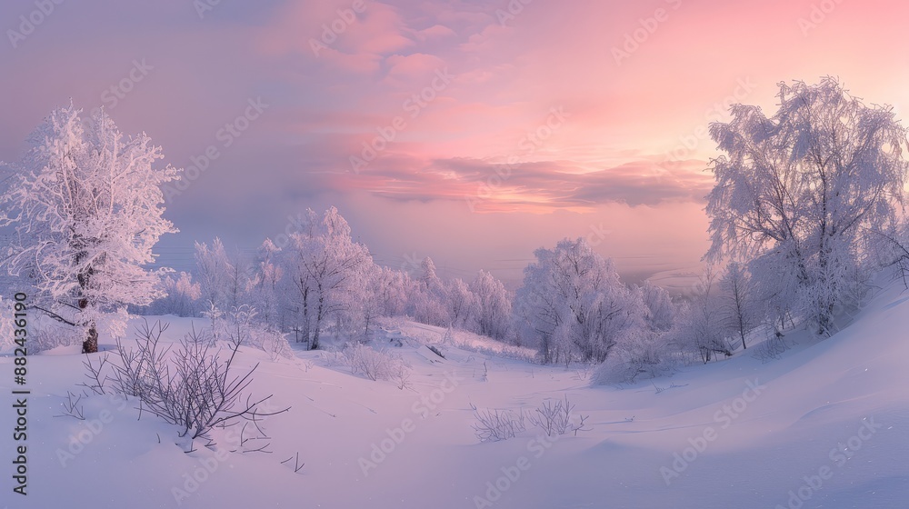 Snowy Winter Landscape at Sunrise Snowy Winter Landscape at Sunrise