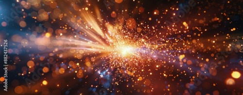 Abstract Digital Art Depicting a Bright, Glowing Orb Surrounded by Scattered ...