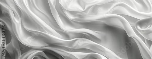 Smooth White Silk Fabric Draped and Crumpled