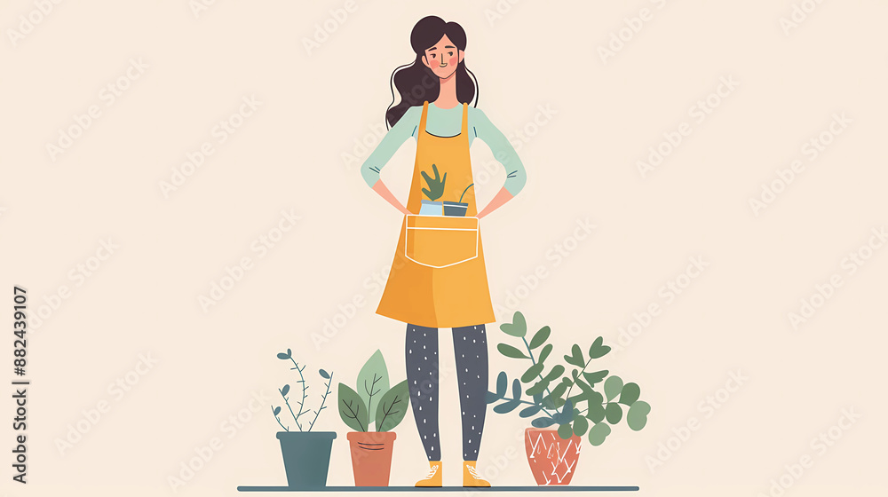 Modern illustration of a woman in an apron Modern illustration of a woman in an apron