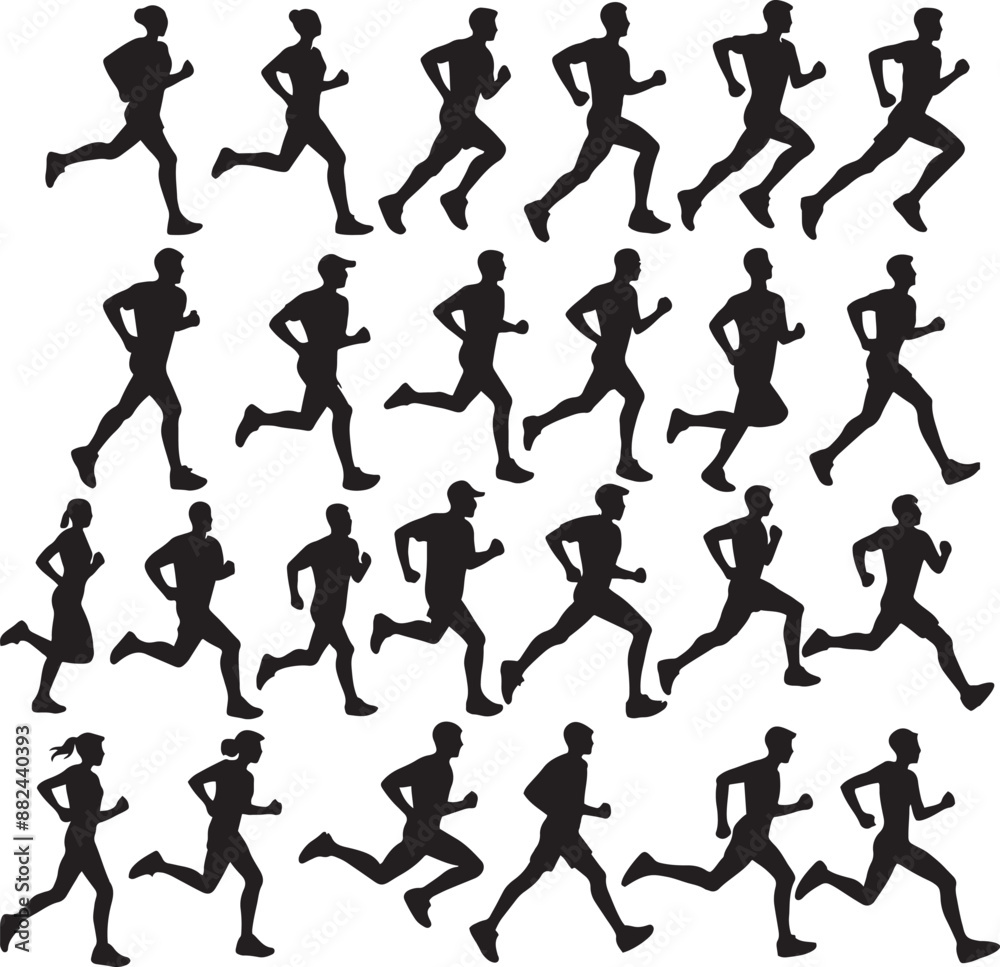 Set running silhouettes. Vector illustration. Set running silhouettes. Vector illustration.