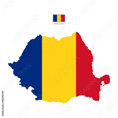 romania vector map with flag and state in color. Background map eps 10 Vector illustration Europe 