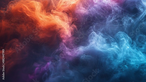 Colorful rainbow neon cobweb threads background in minimalist style for vibrant visuals © Anzhela