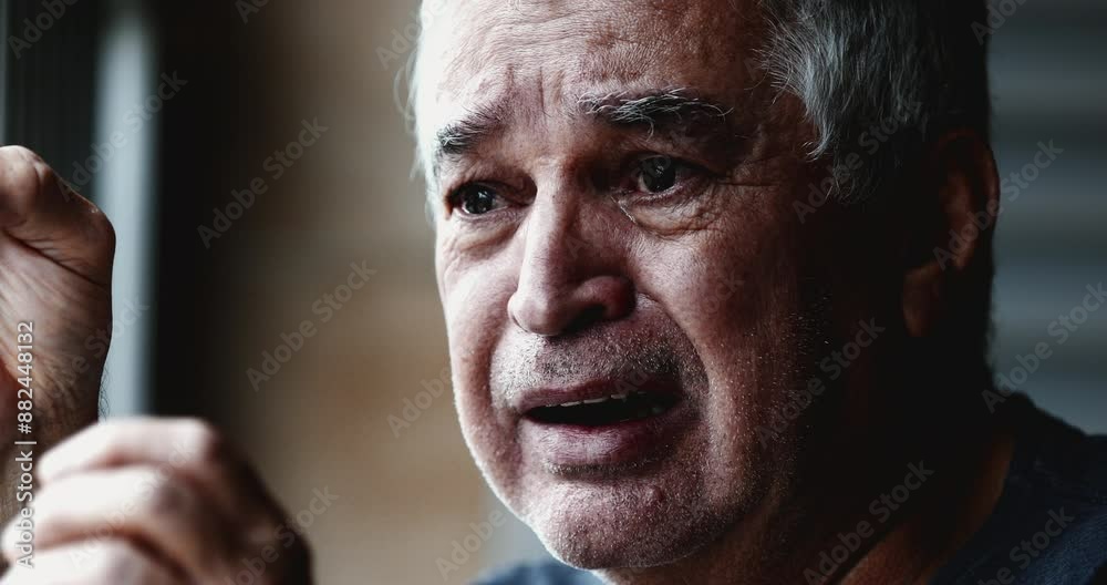 Desperate old man crying in emotional pain collapsing in sorrow and struggle, dramatic scene of 70s person in distraught having regrets Desperate old man crying in emotional pain collapsing in sorrow and struggle, dramatic scene of 70s person in distraught having regrets