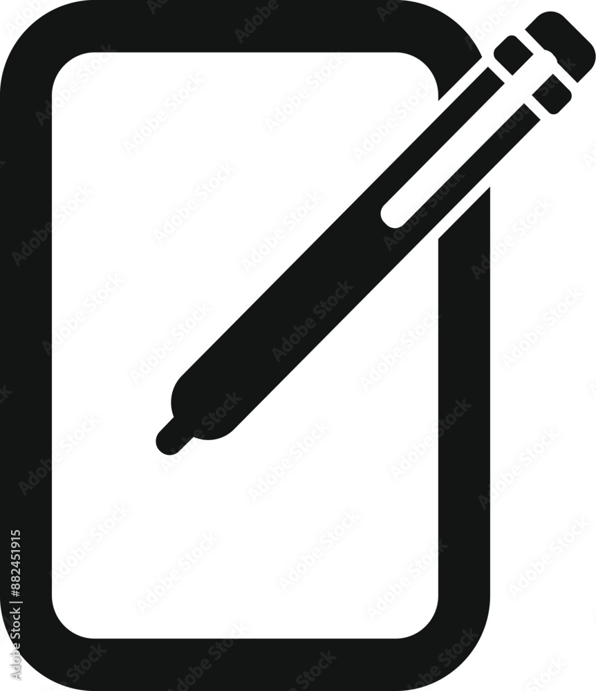 Black glyph icon for a stylus pen drawing on a digital tablet screen Black glyph icon for a stylus pen drawing on a digital tablet screen