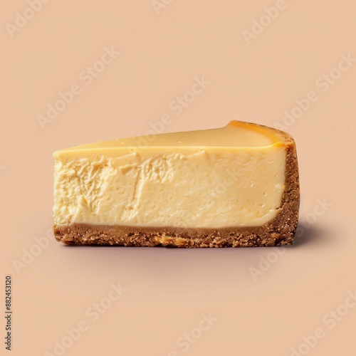 Scrumptious Cheesecake Slice Isolated on a Light Peach Background photo