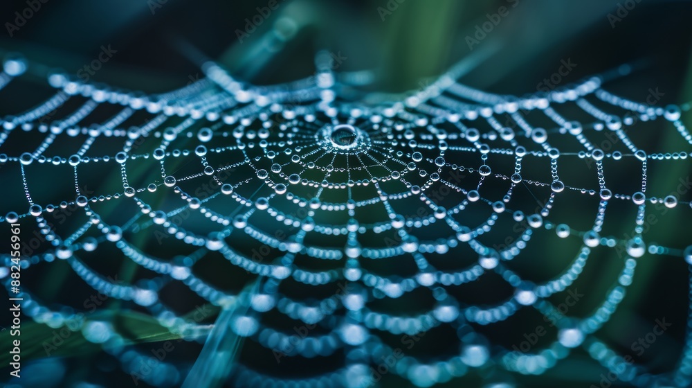 Dark and blue neon cobweb threads background in high quality close up minimalist style, banner Dark and blue neon cobweb threads background in high quality close up minimalist style, banner