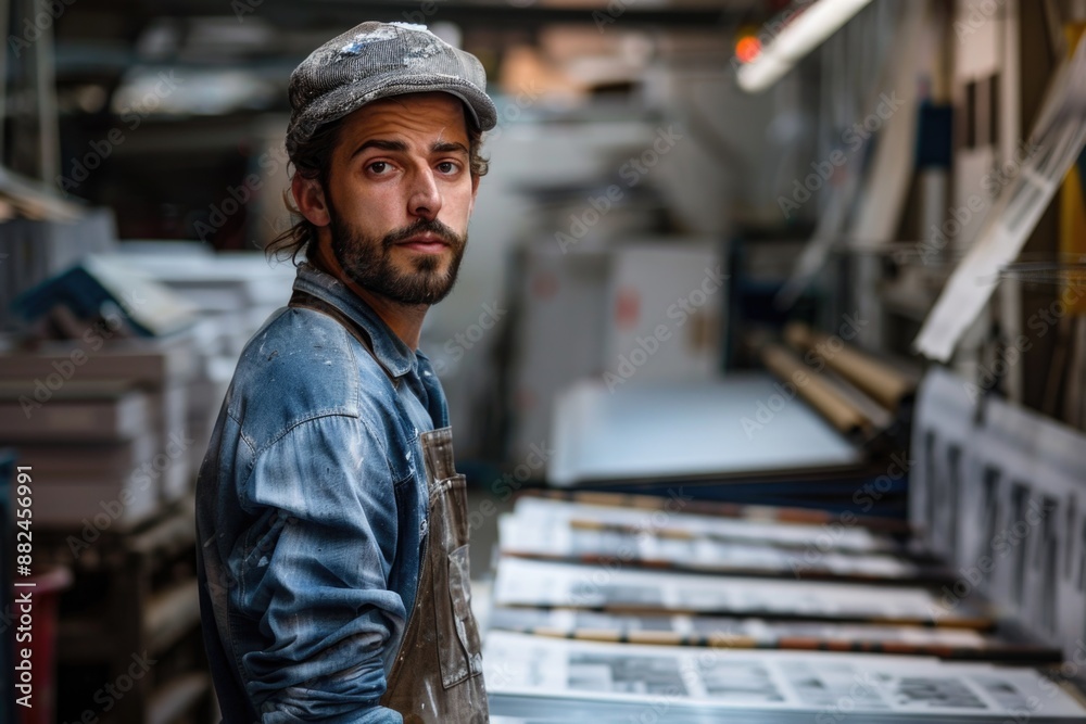A person standing in a modern industrial setting looking directly at the camera