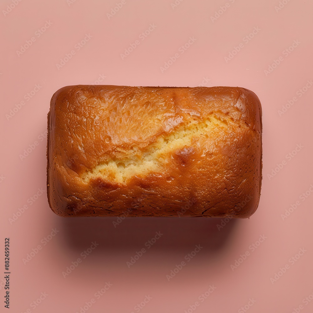Scrumptious golden loaf cake on a pink background Scrumptious golden loaf cake on a pink background