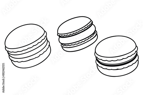 Macarons Line Art Creative Illustration French Dessert Design