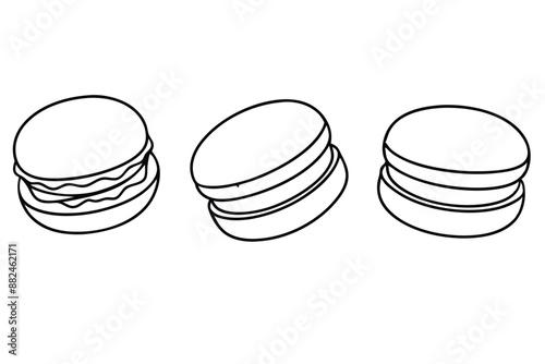 Macarons Line Art Design Illustration French Dessert Drawing