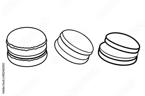 Macarons Line Art Hand Drawing French Dessert Artwork Design