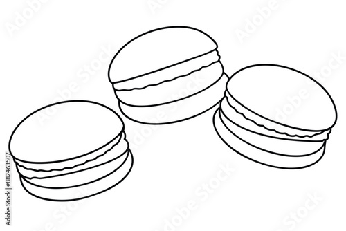 Macarons Line Art Hand Drawing Colorful Dessert Artwork Design