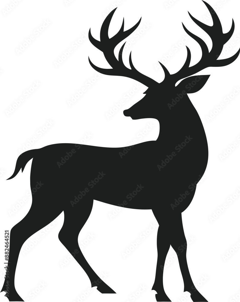 Fototapeta premium Deer silhouette vector art illustration with a white background